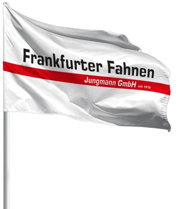 Fahne mit dem Logo der Frankfurter Fahnen - Jungmann GmbH